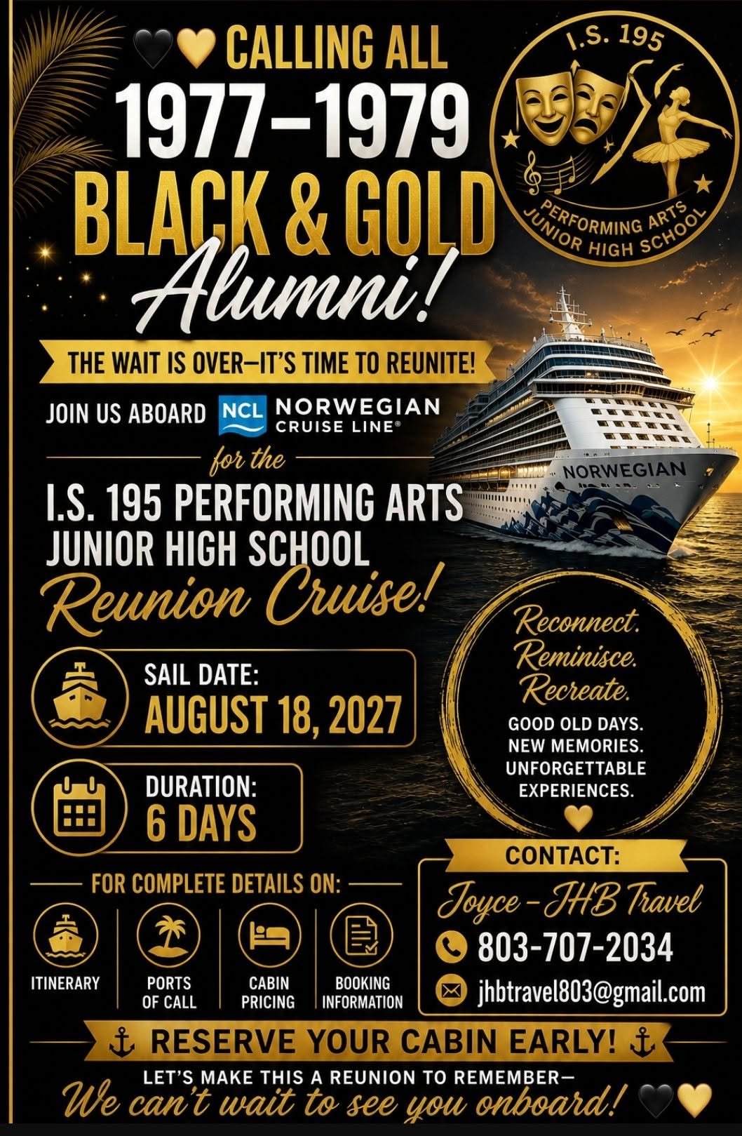 I.S. 195 Performing Arts Junior High School Reunion Cruise flyer